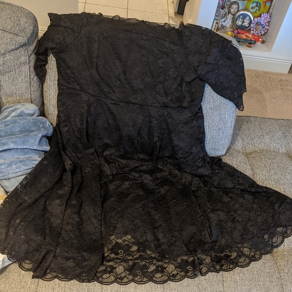 Torrid Black Lace Off Shoulder Skater Dress - Picture 2 of 7